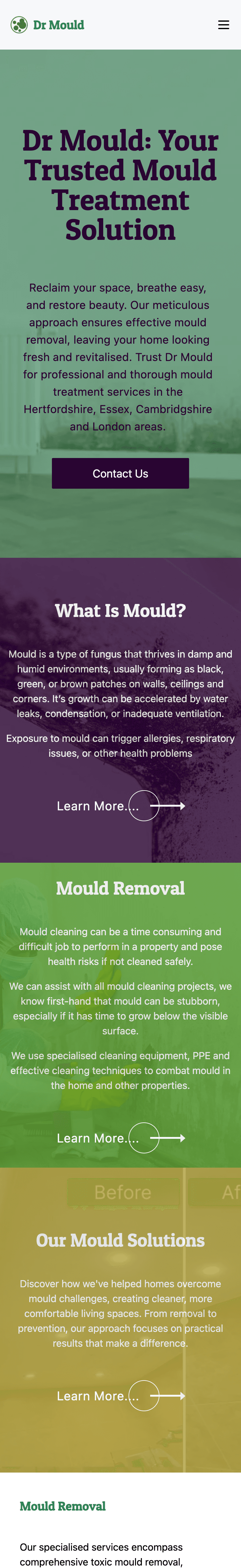 mobile screenshot showing recent website built for dr-mould.co.uk